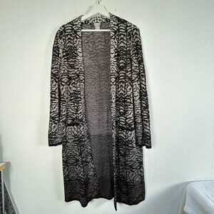 Chico's Womens Ombre-Print Open-Front Duster Cardigan Sweater Size 1, Medium